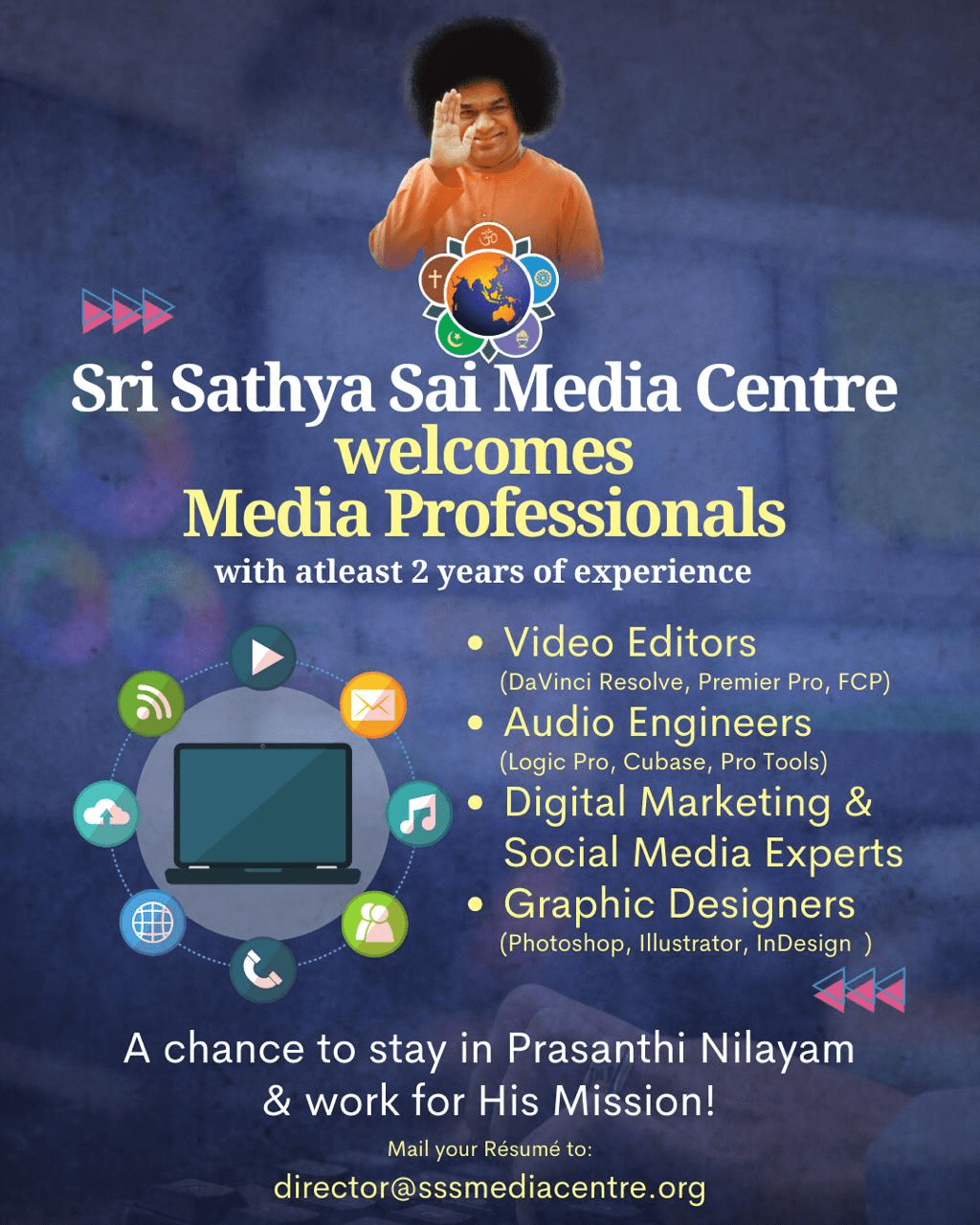 A chance to stay in Prasanthi Nilayam & work for His Mission!
