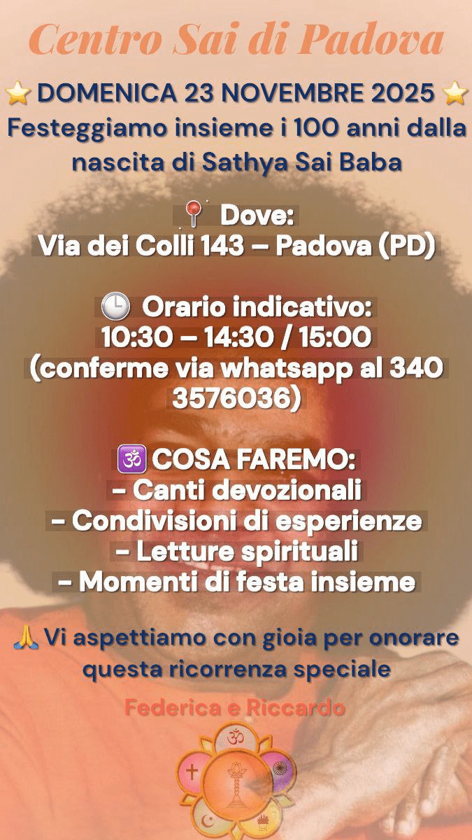 Italy: CELEBRAZIONI CENTENARIO – CENTRO SAI DI PADOVA – 23/11/2025